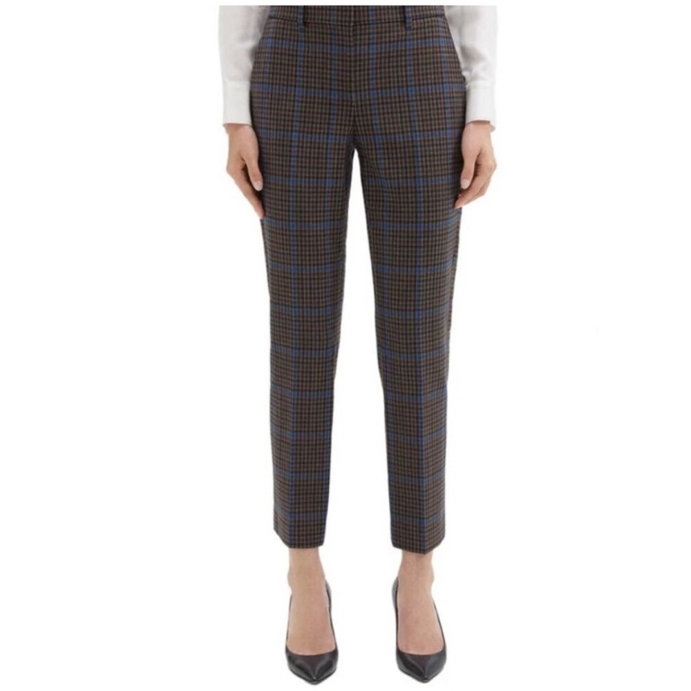 Theory Testra Plaid Wool Blend Dress Pants Size 4